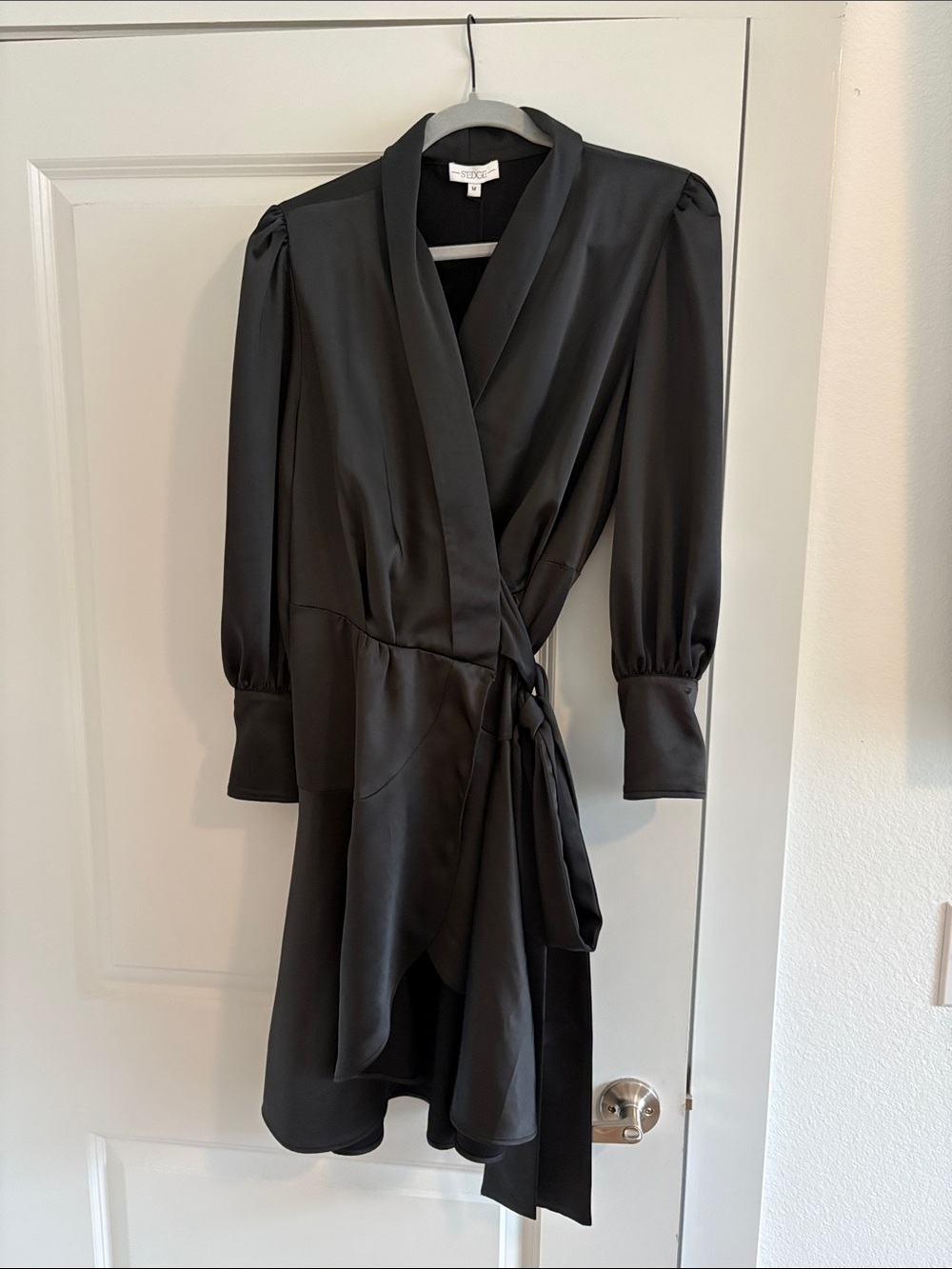 Black Wrap Dress with Tie Waist